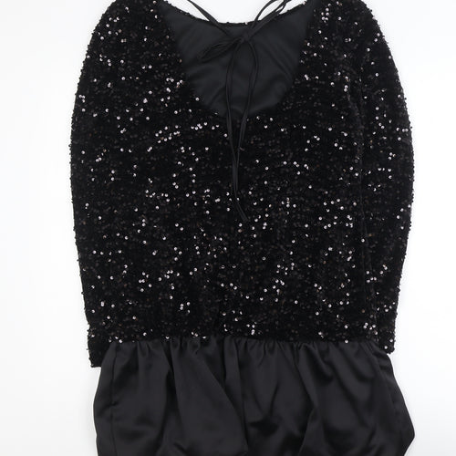 Kate & Pippa Women’s Black Sequin Shift Short Dress Size M Party
