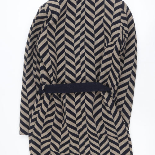 Minus Women’s Beige & Navy Wool Blend Belted Trench Coat Size 8