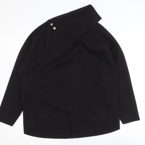 Zara Women Black Asymmetrical Collar Pullover Jumper Size 10