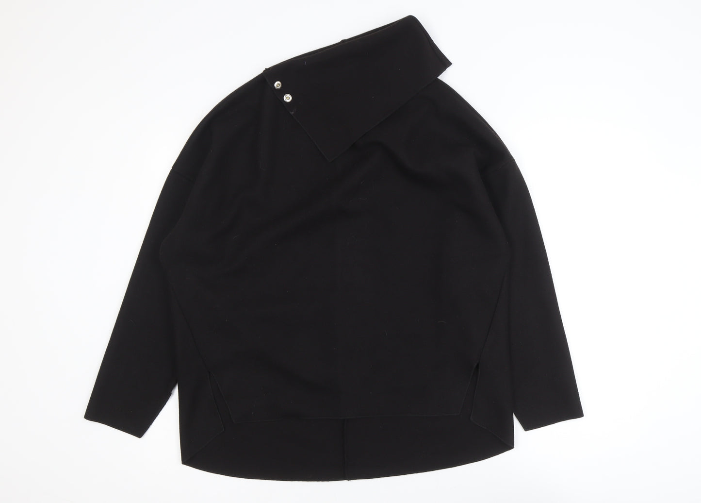 Zara Women Black Asymmetrical Collar Pullover Jumper Size 10