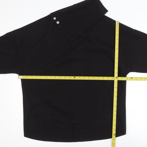 Zara Women Black Asymmetrical Collar Pullover Jumper Size 10