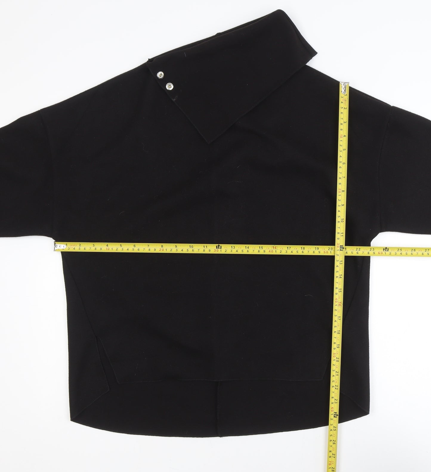Zara Women Black Asymmetrical Collar Pullover Jumper Size 10