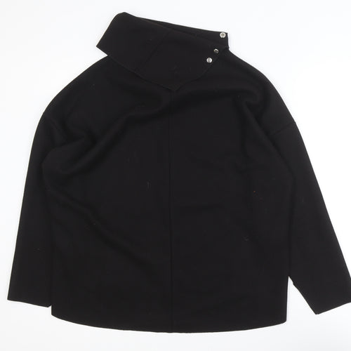 Zara Women Black Asymmetrical Collar Pullover Jumper Size 10