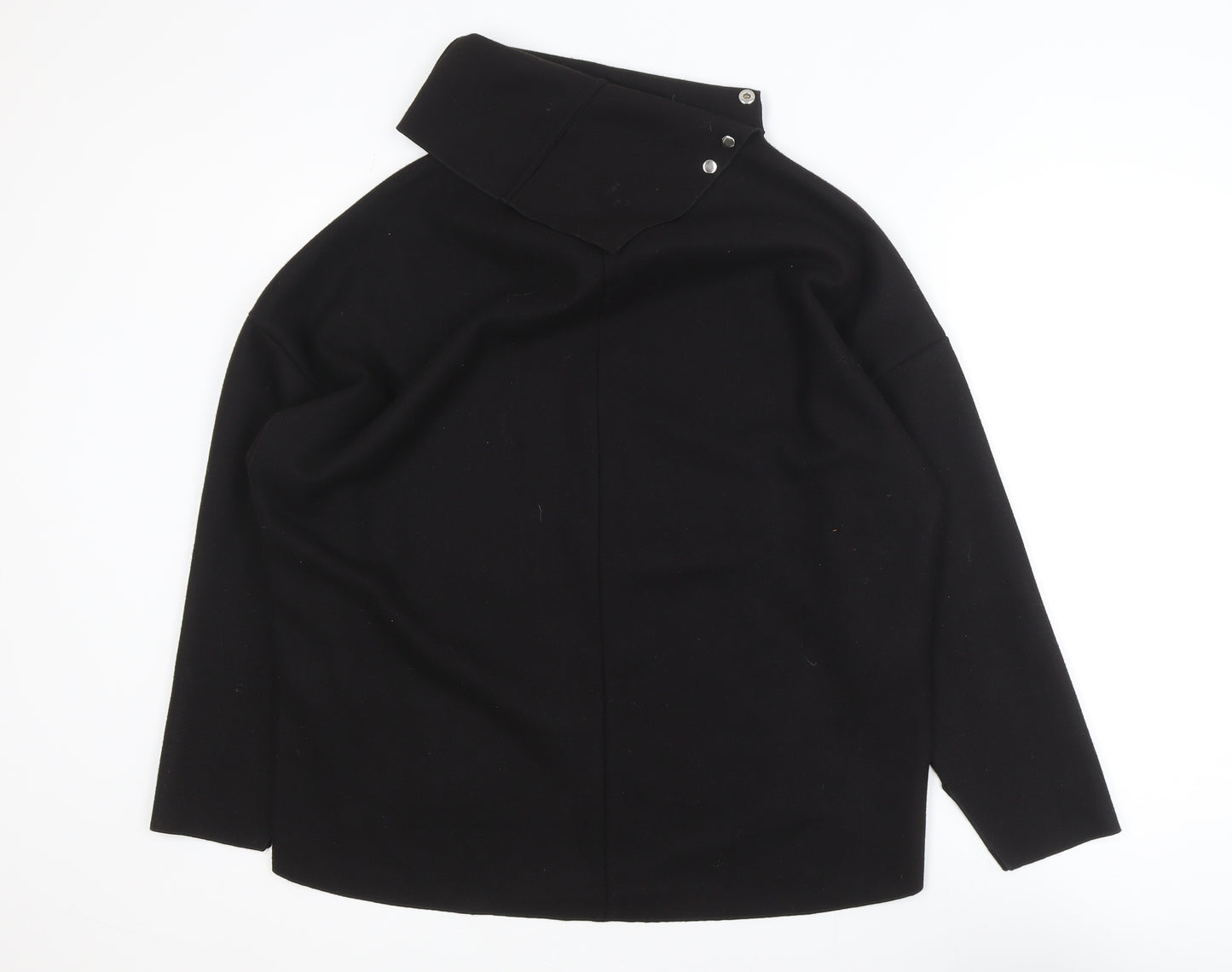 Zara Women Black Asymmetrical Collar Pullover Jumper Size 10