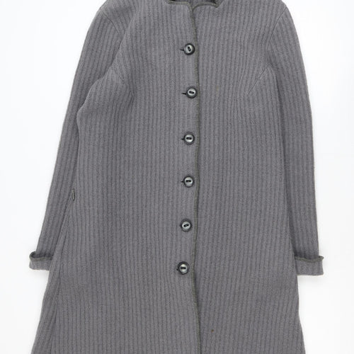 Rada Womens Grey Wool Blend Knit Coatigan Size 14 Button Long Sleeve