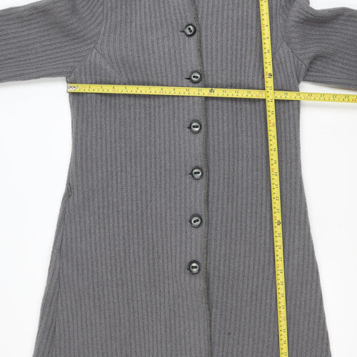 Rada Womens Grey Wool Blend Knit Coatigan Size 14 Button Long Sleeve