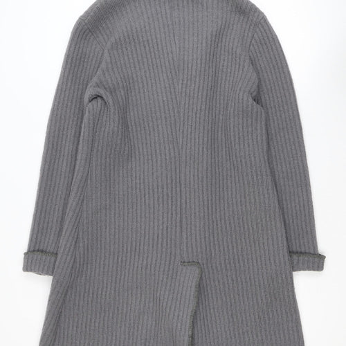 Rada Womens Grey Wool Blend Knit Coatigan Size 14 Button Long Sleeve