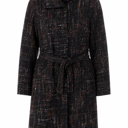 Pistachio Women’s Black Tweed Belted Overcoat Size 10/12