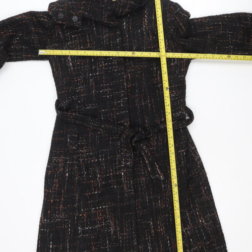Pistachio Women’s Black Tweed Belted Overcoat Size 10/12