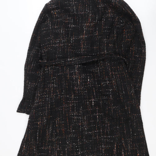 Pistachio Women’s Black Tweed Belted Overcoat Size 10/12