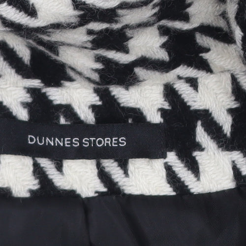 Dunnes Stores Women's Black Houndstooth Belted Wool Trench Coat Size 12