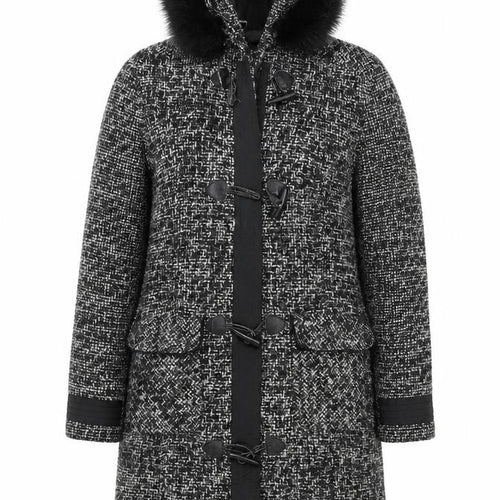 Marks and Spencer Per Una Women's Black Tweed Hooded Duffle Coat Size S