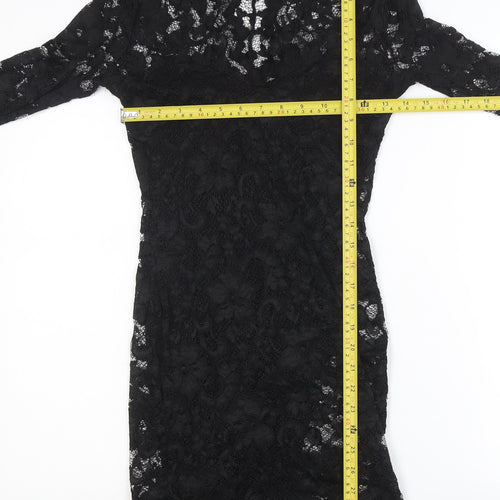 ASOS Women’s Black Lace Bodycon Knee Length Dress Size 6