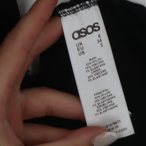 ASOS Women’s Black Lace Bodycon Knee Length Dress Size 6