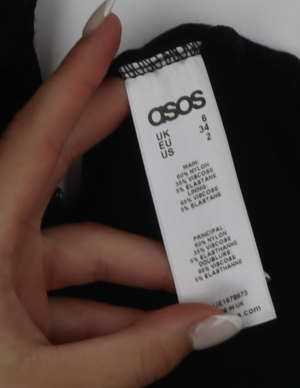 ASOS Women’s Black Lace Bodycon Knee Length Dress Size 6