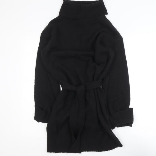 Vila Women Black Knit Belted Mid-Length Coatigan XS