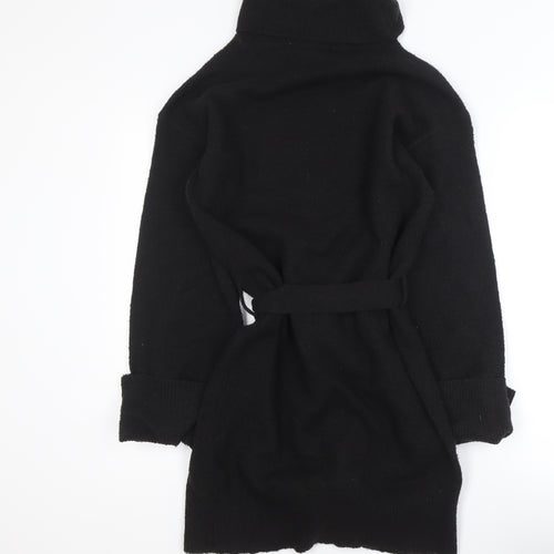 Vila Women Black Knit Belted Mid-Length Coatigan XS