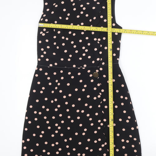 Oasis Womens Black Polka Dot Sheath Dress Size 10 Sleeveless