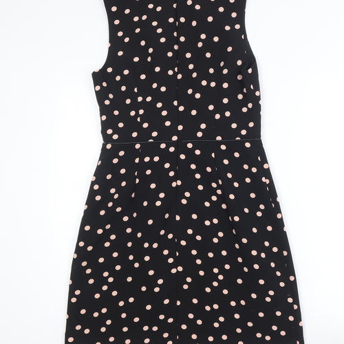 Oasis Womens Black Polka Dot Sheath Dress Size 10 Sleeveless