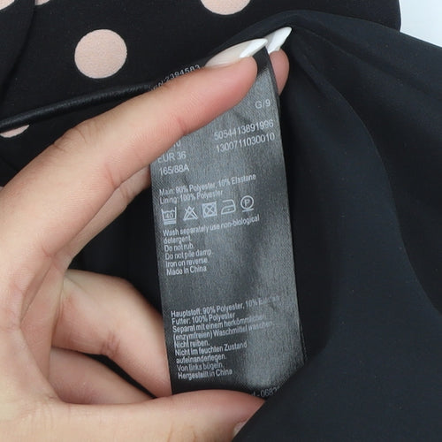 Oasis Womens Black Polka Dot Sheath Dress Size 10 Sleeveless