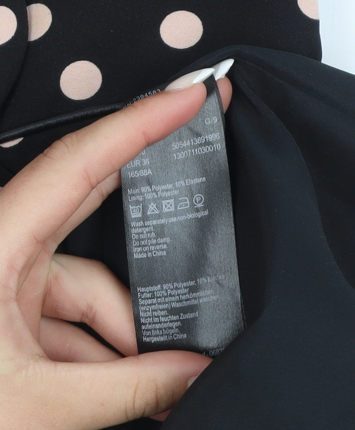 Oasis Womens Black Polka Dot Sheath Dress Size 10 Sleeveless