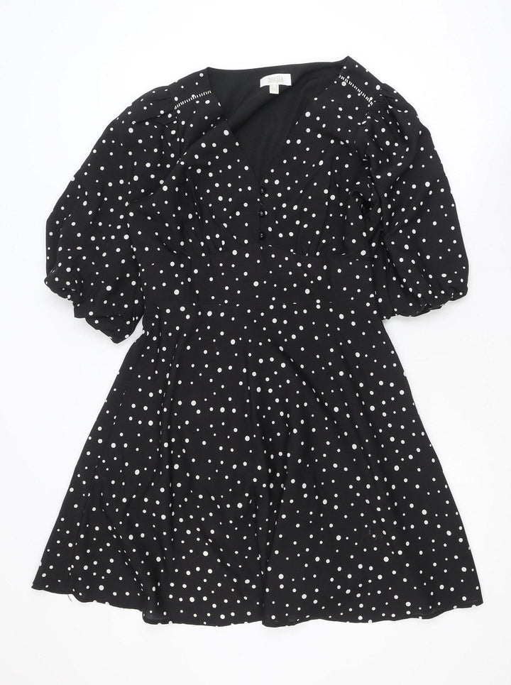 Stella Morgan Women's Black Polka Dot A-Line Dress Size 10