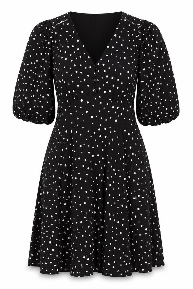 Stella Morgan Women's Black Polka Dot A-Line Dress Size 10