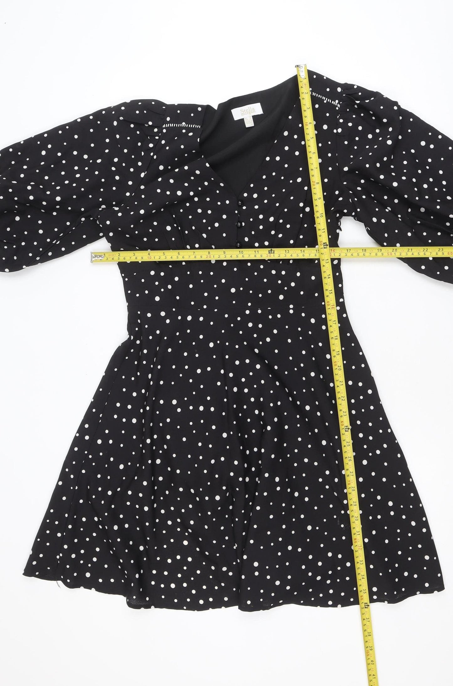Stella Morgan Women's Black Polka Dot A-Line Dress Size 10