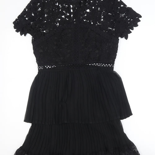 AX Paris Women’s Black Lace Pleated A-Line Short Dress Size 10