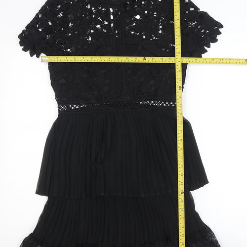 AX Paris Women’s Black Lace Pleated A-Line Short Dress Size 10