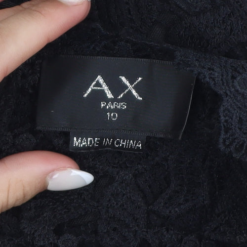 AX Paris Women’s Black Lace Pleated A-Line Short Dress Size 10