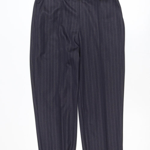 Marks and Spencer Women Black Pinstripe Trousers UK 14 Short