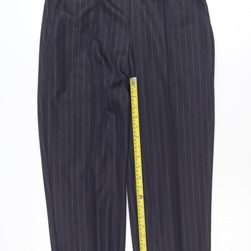 Marks and Spencer Women Black Pinstripe Trousers UK 14 Short