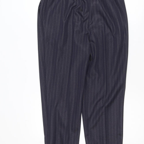 Marks and Spencer Women Black Pinstripe Trousers UK 14 Short