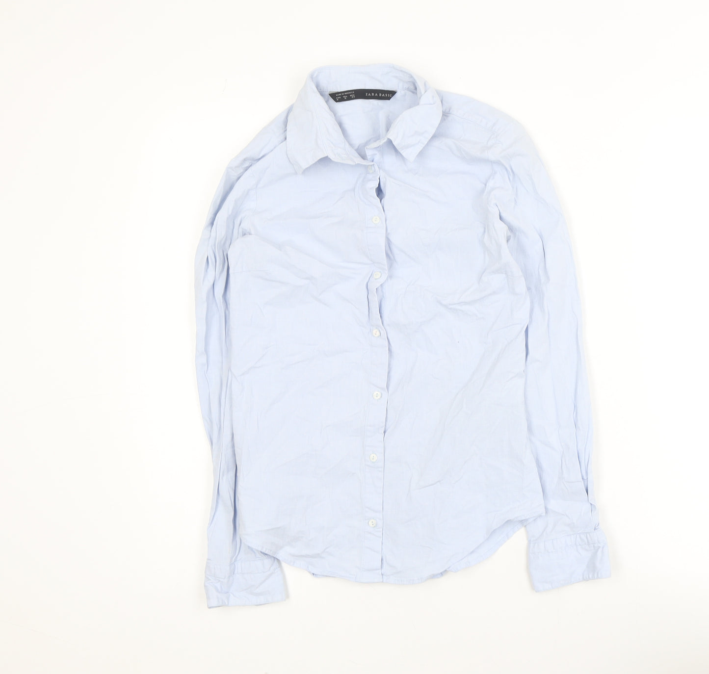 Zara Basic Men's Blue Slim Fit Long Sleeve Button-Up Shirt M
