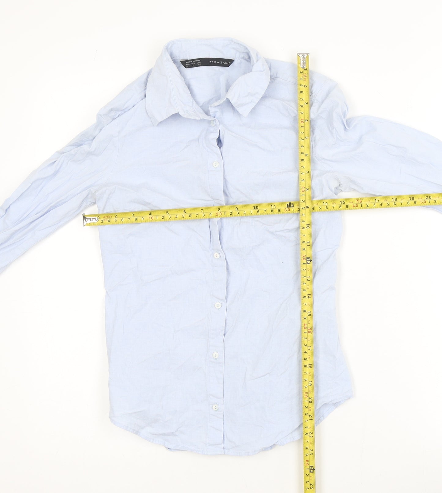 Zara Basic Men's Blue Slim Fit Long Sleeve Button-Up Shirt M