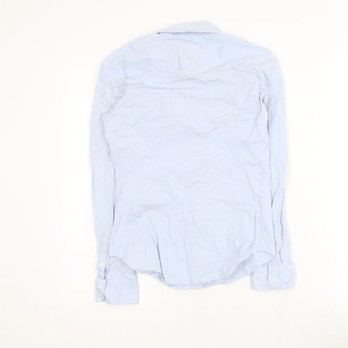 Zara Basic Men's Blue Slim Fit Long Sleeve Button-Up Shirt M
