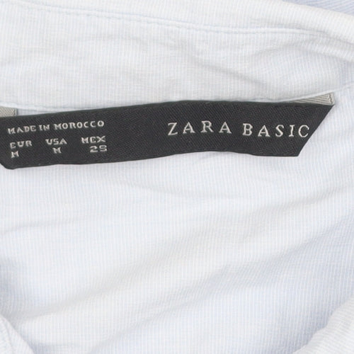 Zara Basic Men's Blue Slim Fit Long Sleeve Button-Up Shirt M