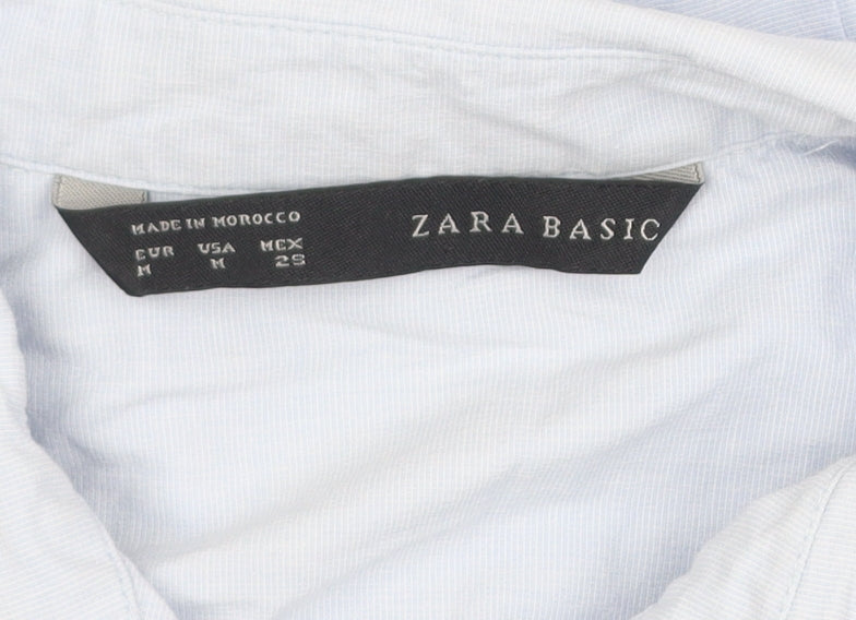 Zara Basic Men's Blue Slim Fit Long Sleeve Button-Up Shirt M