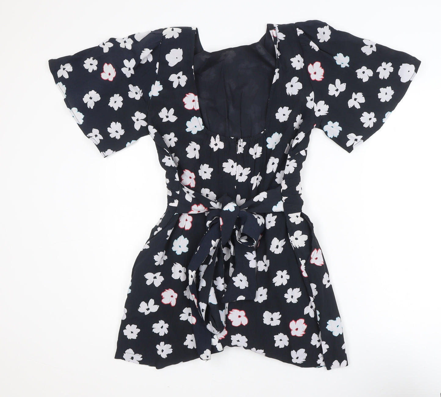 Dancing Leopard Women's Black Floral Wrap Short Dress Size 10