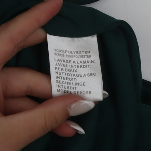 Vera & Lucy Women Green Midi Slip Dress Size M Asymmetric Ruffle