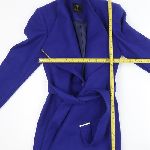 Ted Baker Women's Blue Wool Blend Belted Trench Coat Size 8