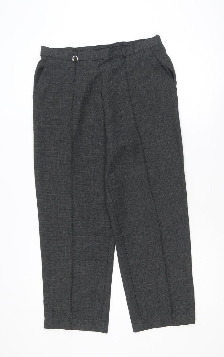 Marks and Spencer Women Grey Ankle Trousers Size 14 Short Polyester