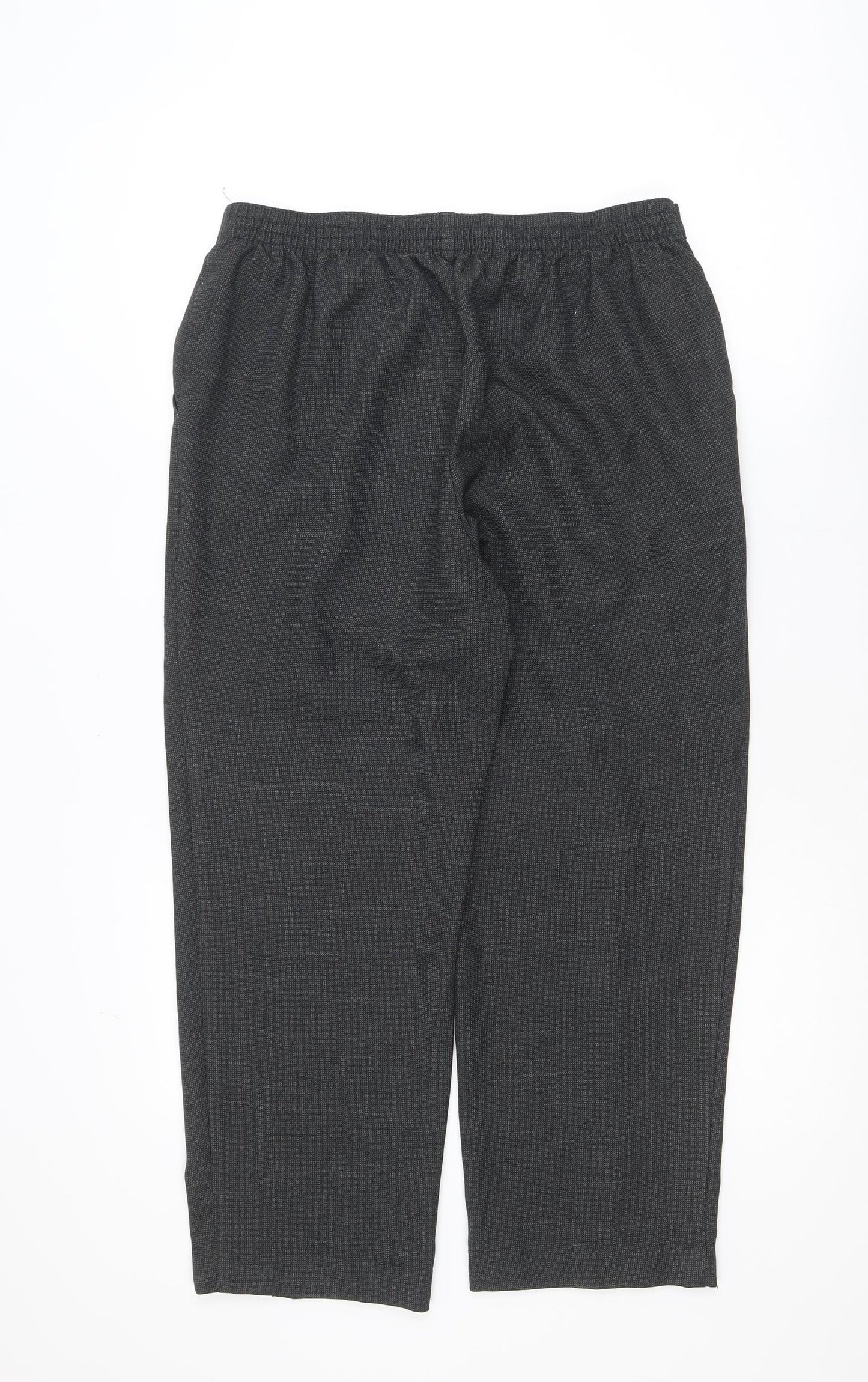 Marks and Spencer Women Grey Ankle Trousers Size 14 Short Polyester