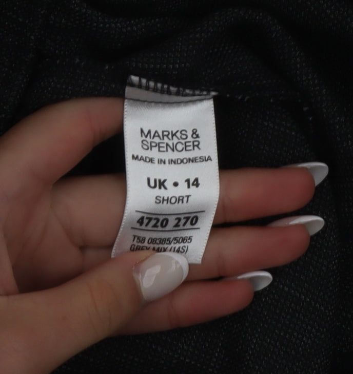 Marks and Spencer Women Grey Ankle Trousers Size 14 Short Polyester