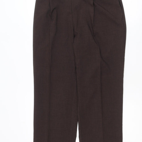 Marks and Spencer Women Brown UK 14 Short Pleated Trousers
