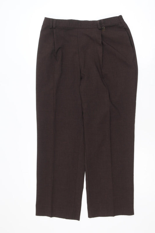 Marks and Spencer Women Brown UK 14 Short Pleated Trousers