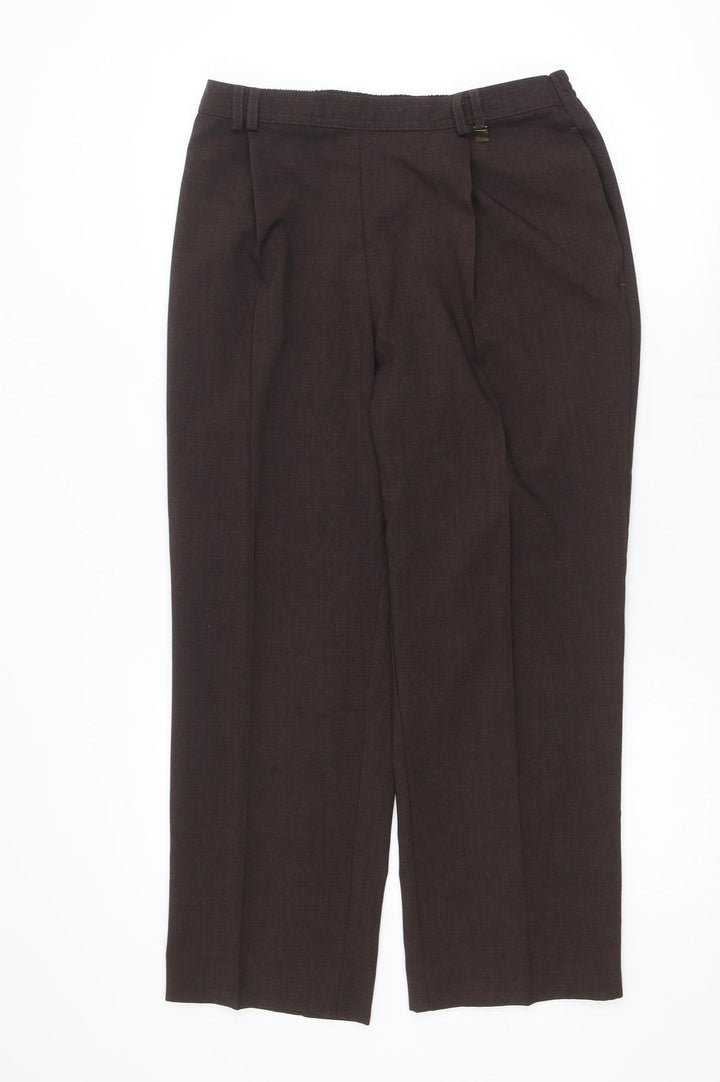 Marks and Spencer Women Brown UK 14 Short Pleated Trousers