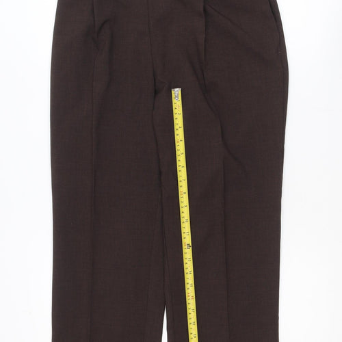 Marks and Spencer Women Brown UK 14 Short Pleated Trousers