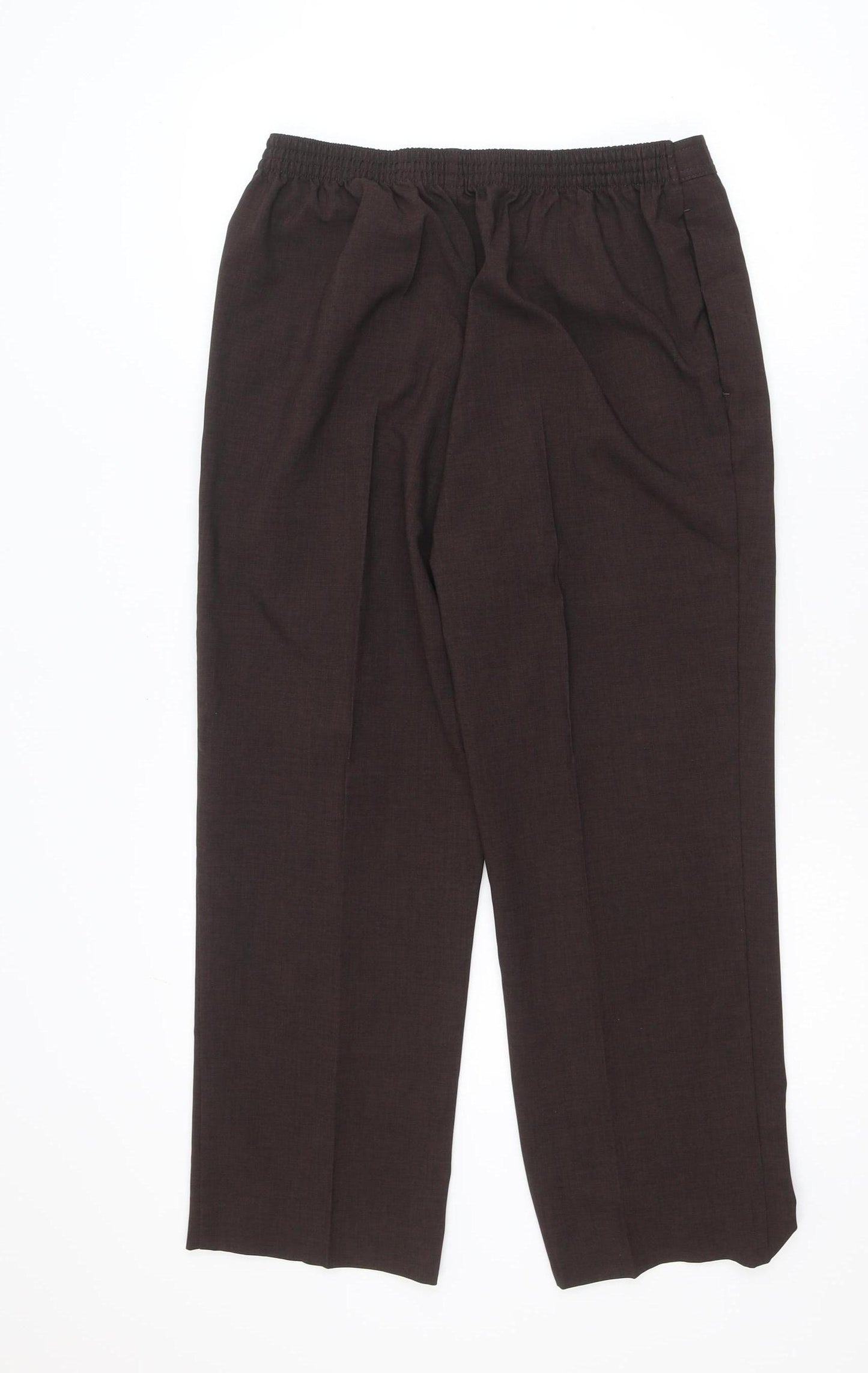 Marks and Spencer Women Brown UK 14 Short Pleated Trousers